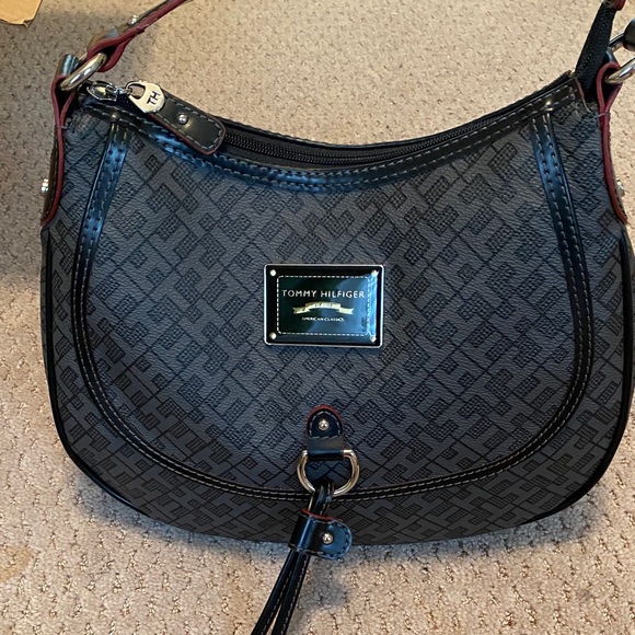 Tommy Hilfiger Handbags - Tommy Hilfiger Dark Gray Patterned Shoulder Bag NWOT